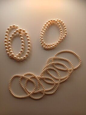 Chic 11 Set Faux Pearl Cuff or Layered Stretch Bracelets